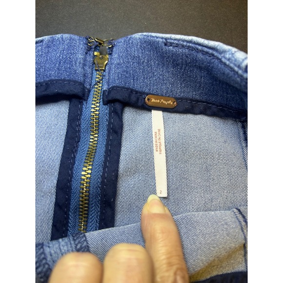 Free‎ People Modern Femme Two Tone Denim Mini Pencil Skirt Size 2 Blue - Picture 7 of 12